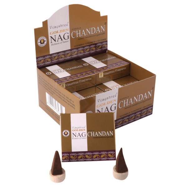 Golden Nag Chandan Cone Dozen Box 