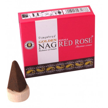 Golden Nag Red Rose Cone 10 Pc Pack